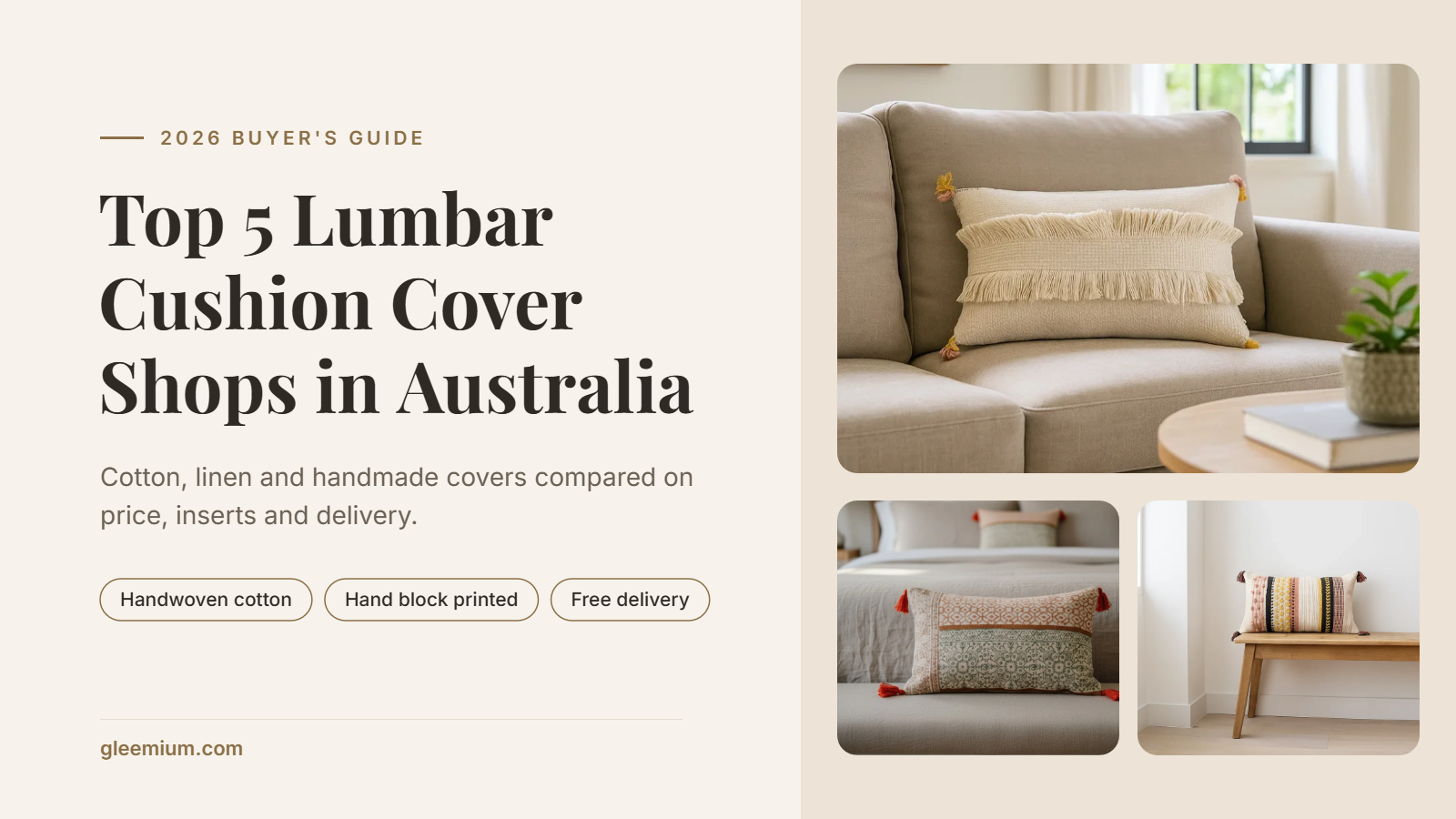 Top 5 Lumbar Cushion Cover Shops in Australia guide cover with handmade cotton lumbar cushions