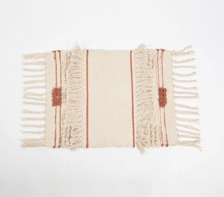 Cotton Tasseled Placemats | Handwoven Artisan Set of 4 Table Mats