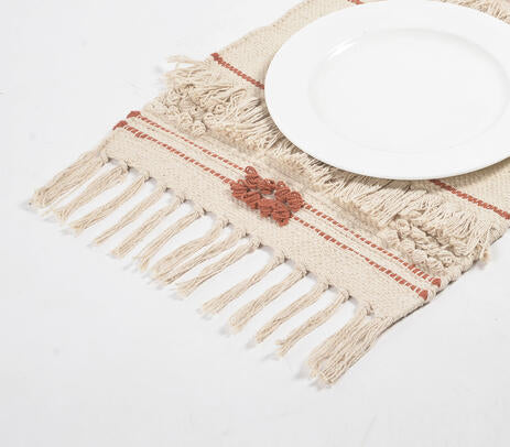 Cotton tasseled placemats tassel edge detail