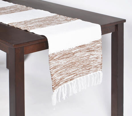 Striped cotton table runner full view