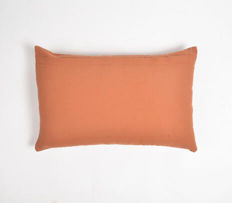 Tribal Monochrome Cotton Lumbar Cushion Cover – Hand Block Printed Sofa Cushion Cover with Tassels
