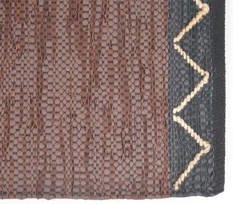 Overhead view of the brown durry laid flat