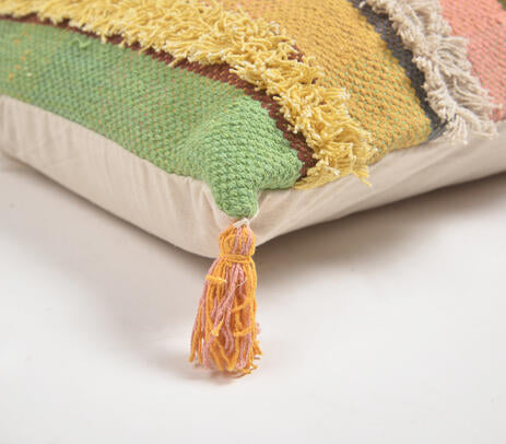 Tufted striped cushion cover paired with other cushions