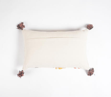 Handwoven & Tufted Striped Lumbar Cushion Cover – Artisan Cotton Sofa Cushion Cover with Concealed Zip