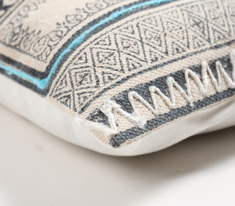 Block Printed Cotton Cushion Cover – Geometric Design