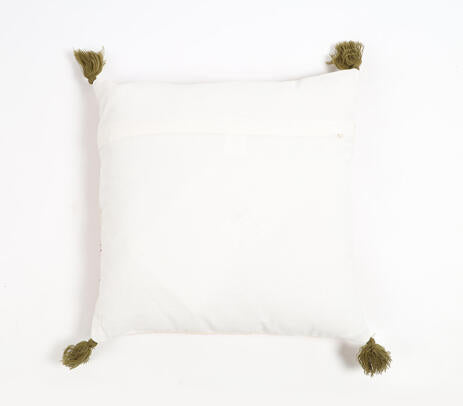 Block printed floral cushion cover concealed zip detail