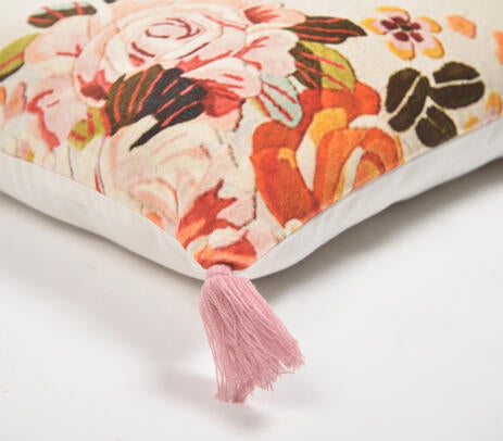 Velvet floral cushion cover lifestyle shot