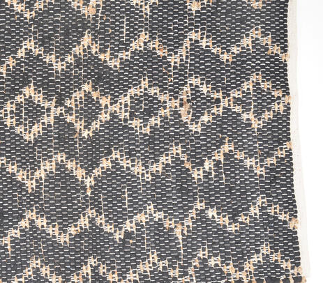 Handwoven Black Jute Rug – Chevron Patterned Artisan Floor Decor