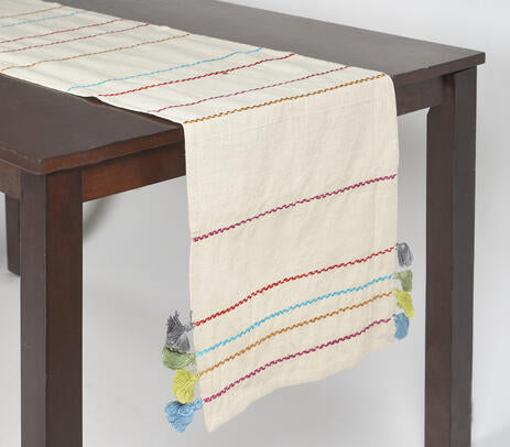Minimal cotton table runner full view
