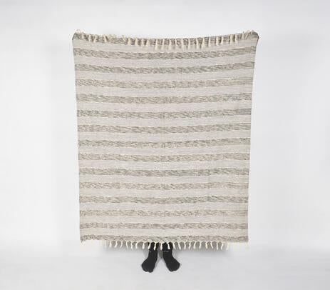 Greyscale throw blanket folded detail