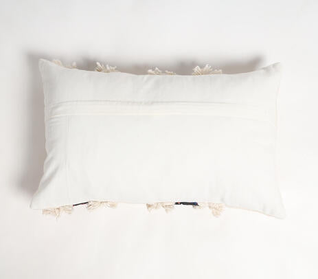 Handmade Shaggy Lace Cotton Cushion Cover – Artisan Cotton Cushion with Boho Lace Detailing
