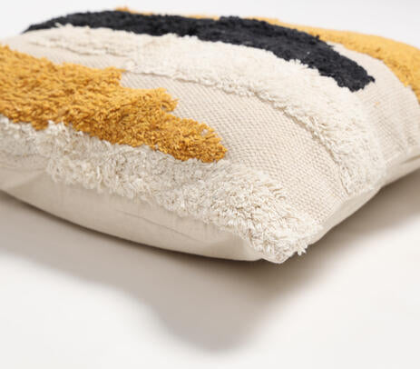 Tufted Multicolor Abstract Cushion Cover – Handwoven Cotton Cushion Cover