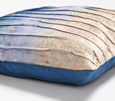 Embroidered velvet cushion cover in a luxe styled room