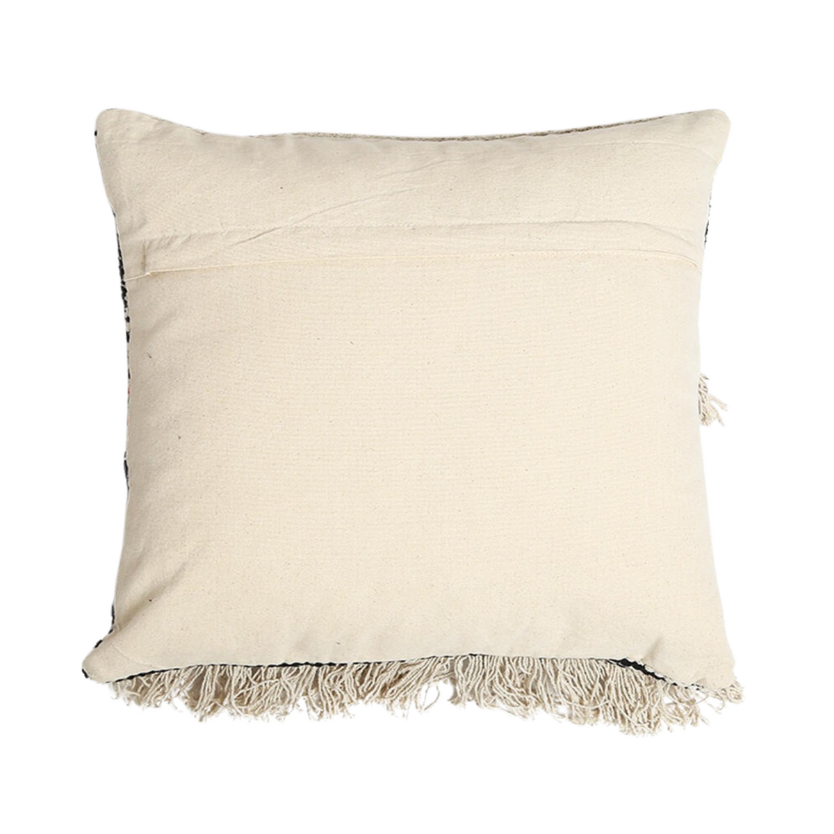 Textured tassel cushion cover in a styled room