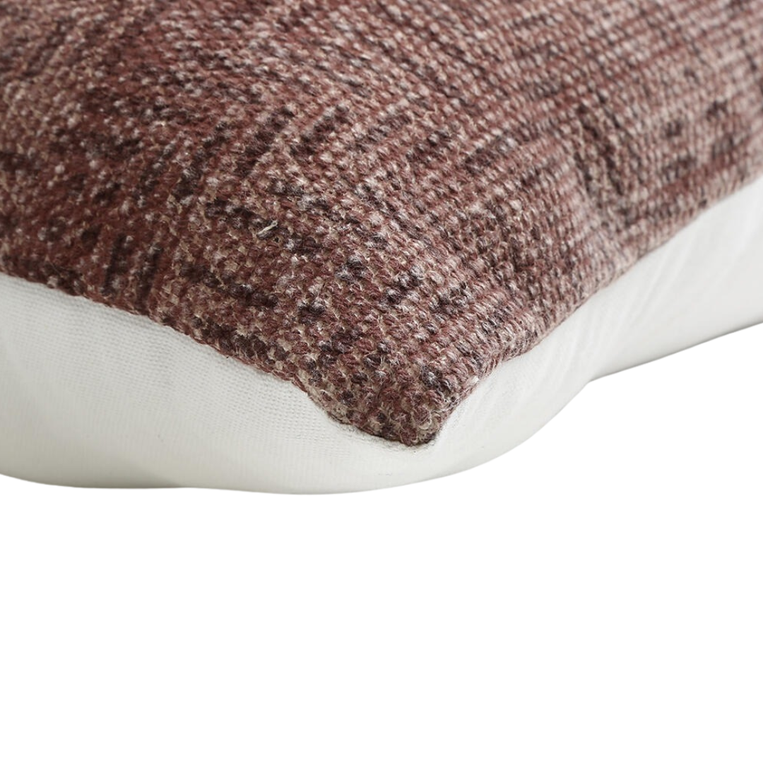 Block printed tufted lumbar cushion cover detail of cotton weave