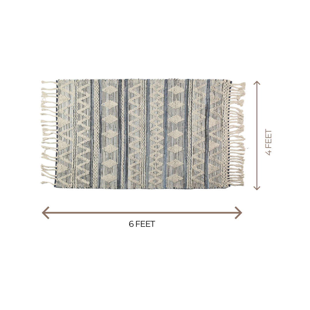 Overhead view of the cotton rug laid flat