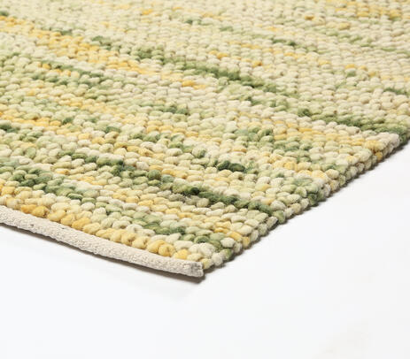 Overhead view of the wool rug laid flat