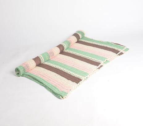 Earthy crochet throw folded detail