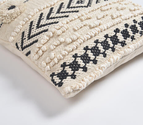 Geometric woven cushion cover lifestyle shot