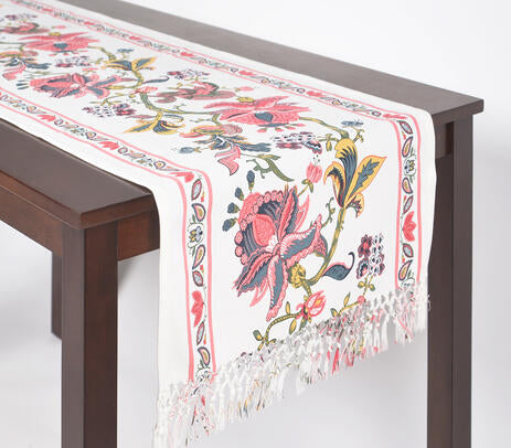 Floral cotton table runner full view