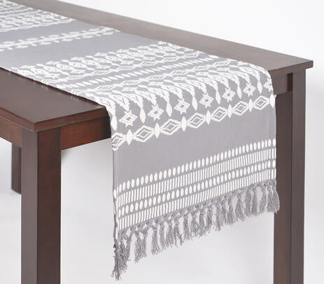 Embroidered cotton table runner full view