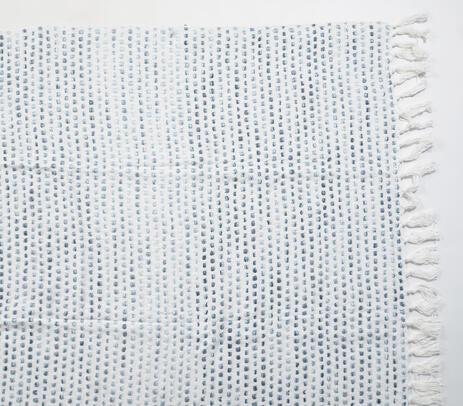 Blue dots throw blanket paired with cushions