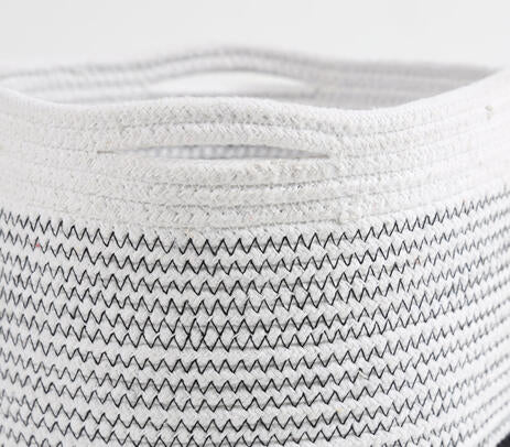 Monochrome zigzag basket styled in a room