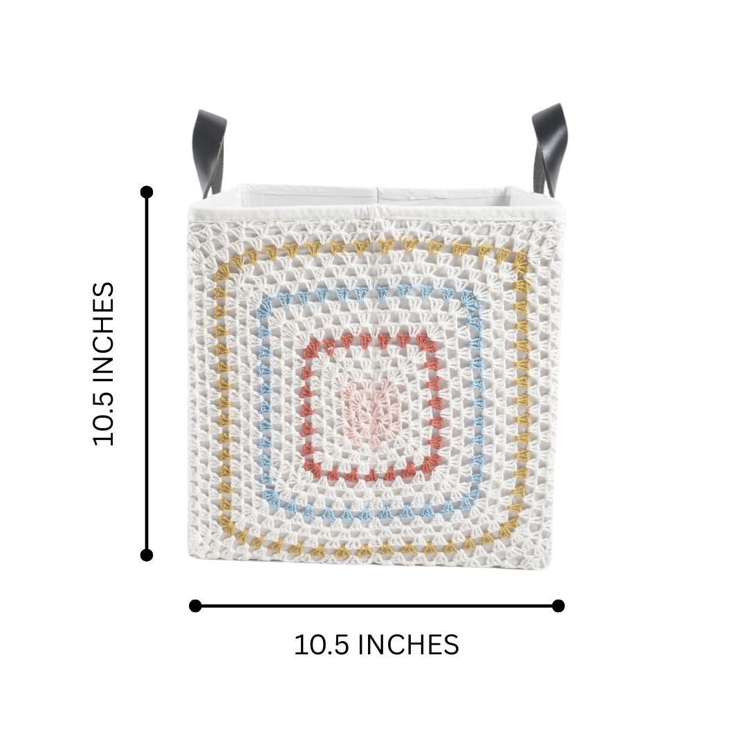 Foldable storage hamper styled in a room