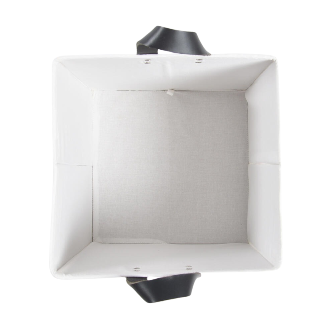 Foldable storage hamper paired with decor