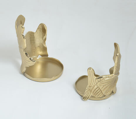 Abstract aluminium hurricane holders side view showing 6.5-inch height