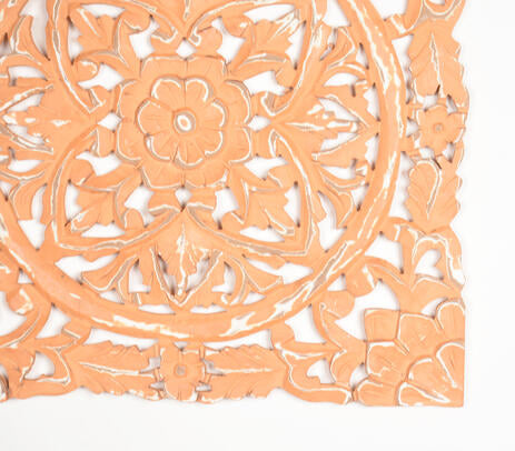 Tangerine wall medallion close-up of tangerine paint texture