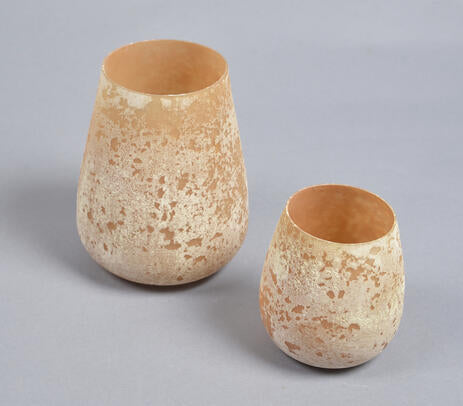 Orange glass votives side view showing 6-inch height