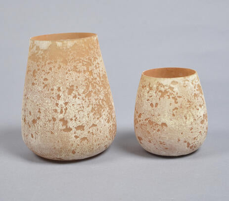 Handblown orange votives flat lay product detail