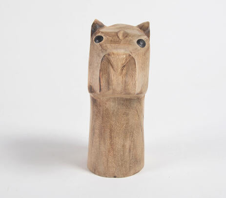 Wooden dog figurine full view