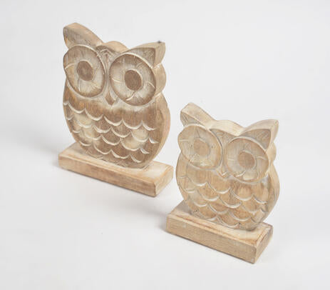 Handcarved owl decor full set view