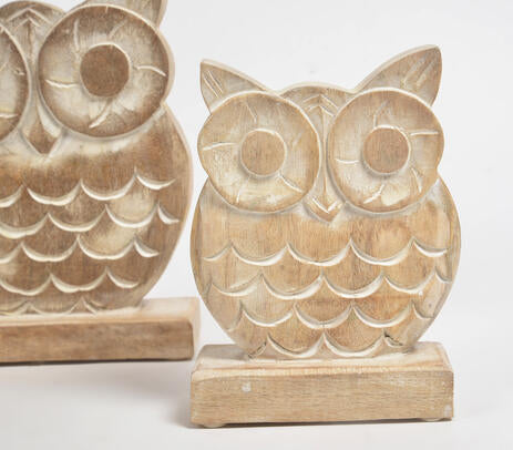 Handcarved owl decor back view