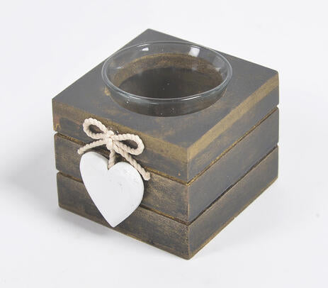 Heart accent tealight holder side view showing depth