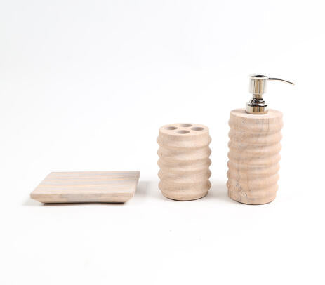 Sandstone bath set side view showing ribbed finish