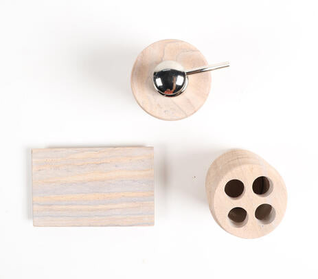 Sandstone bath accessories set angled product shot