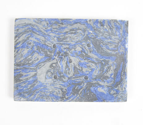 Handcut stone soap dish side view showing 0.6-inch depth