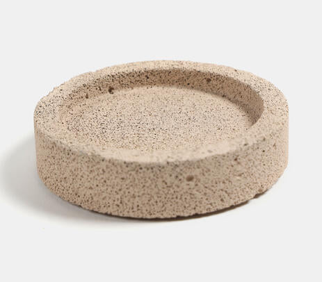 Round concrete soap dish side view showing 1-inch depth