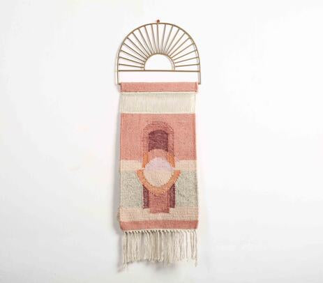 Pastel fringe wall hanging back view