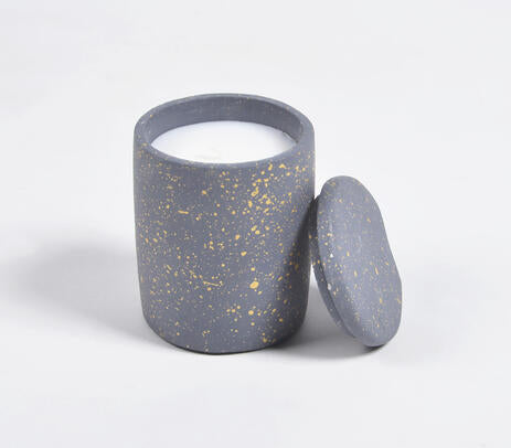 English vanilla noir concrete jar candle side view