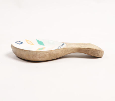 Geometric wood platter back side