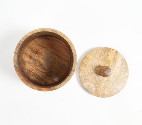 Enamel mango wood canister detail shot