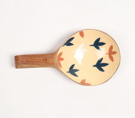 Enamelled wood platter back side