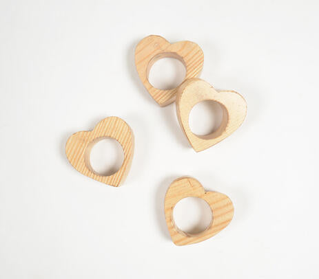 Mango wood napkin rings full set view