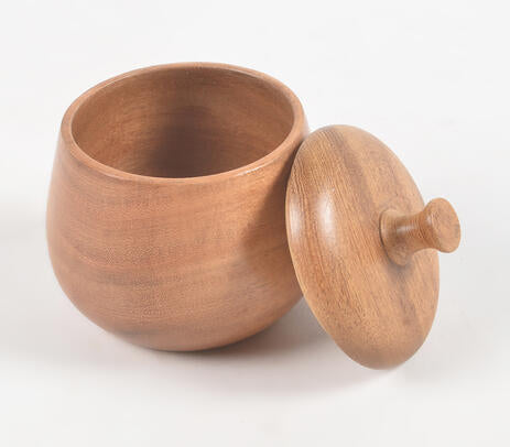 Acacia wood jar product photo