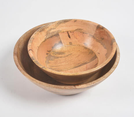 Mango wood salad bowls paired with tableware