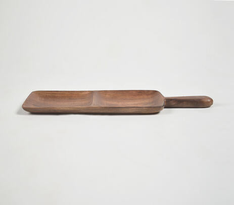 Wooden snack tray back side